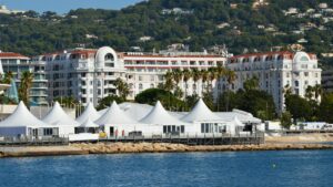 tents on seashore in resort